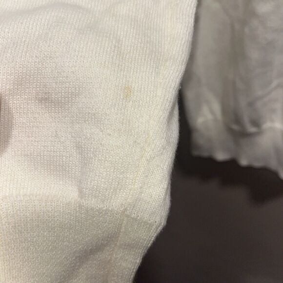 Down East Basic Womens Ruffle Front Ivory Cardigan L Feminine Cottage Twee Angel - Picture 5 of 11